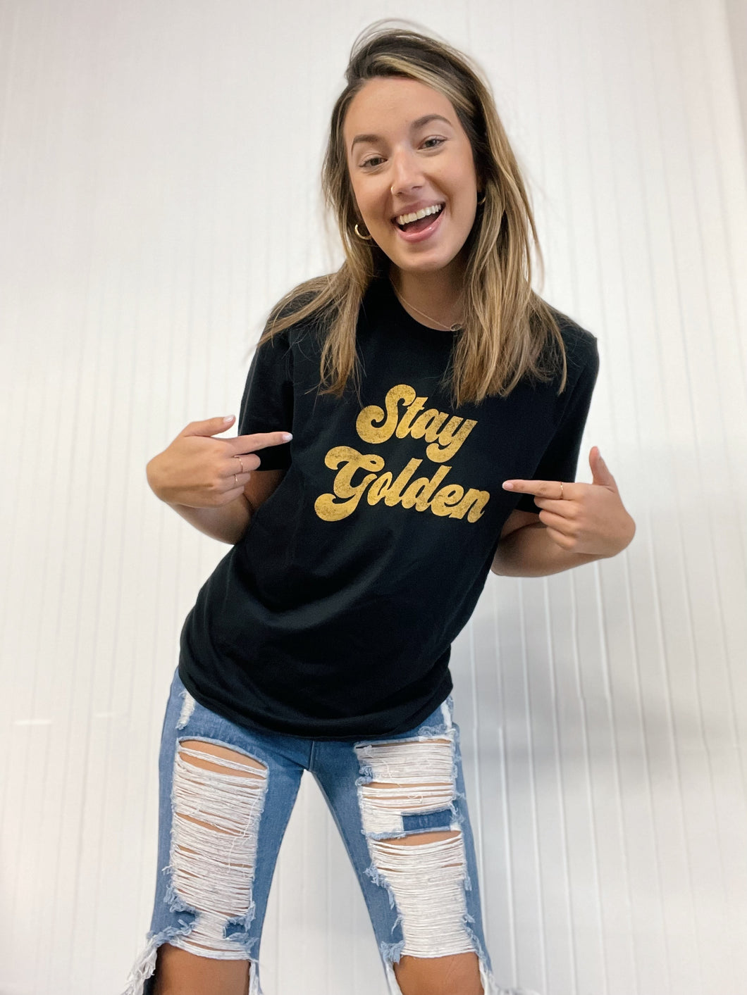 STAY GOLDEN GIRL TEE - BLACK